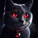 Cat with a bell around it with red eyes template