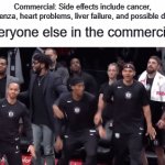 Commercials are wack | Commercial: Side effects include cancer, influenza, heart problems, liver failure, and possible death; Everyone else in the commercial: | image tagged in gifs,commercials | made w/ Imgflip video-to-gif maker