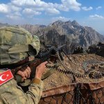 Turkish soldier in mountains