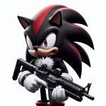 Shadow the Hedgehog angry holding a light machine gun meme