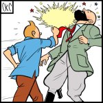 Tintin punches J. W. Müller
