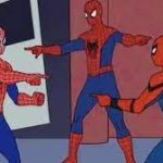 3 Spider Men Pointing At Each Other