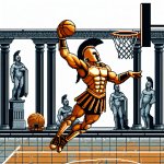 A spartan playing basketball