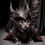 Cute kitten in evil knight armor