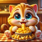 Kitten eating a Macaroni