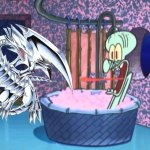 Blue-eyes white dragon drops by Squidward's house | image tagged in who dropped by squidward's house | made w/ Imgflip meme maker