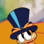 Garfield in top hat meme