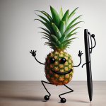 Pineapple dancing with pen