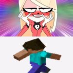 Charlie Chasing The Minecraft Guy (Steve) | image tagged in charlie magne chasing after a random character,hazbin hotel,minecraft,minecraft steve,chase,running | made w/ Imgflip meme maker