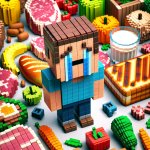 a minecraft steve crying of food