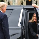 Melania tells Donald Trump to ride in another car_funeral