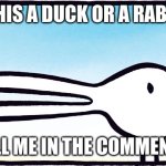 Duck Rabbit | IS THIS A DUCK OR A RABBIT? TELL ME IN THE COMMENTS | image tagged in duck rabbit | made w/ Imgflip meme maker