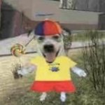 Dog with lollipop and propeller hat