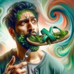 Man with weed sandal in his mouth