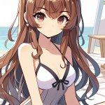 anime girl long hair bathing suit