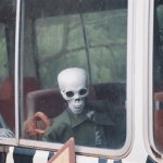 Skeleton in bus