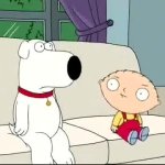 Stewie slowly looking up to Brian GIF Template