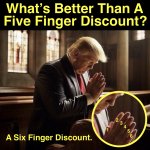 Donald Trump praying in church with six fingers meme