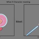 What if character meeting | image tagged in what if character meeting | made w/ Imgflip meme maker