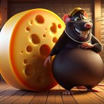Cheese wheel with biggie cheese the rat