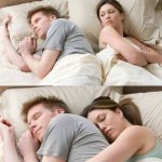 Couple in bed hug meme