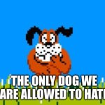 That Dog | THE ONLY DOG WE ARE ALLOWED TO HATE | image tagged in duck hunt dog | made w/ Imgflip meme maker