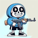 Sans with a AK-47 meme