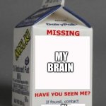 me during the test | MY BRAIN; ME | image tagged in milk carton | made w/ Imgflip meme maker