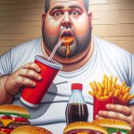 Fat guy eating mcdonalds