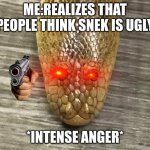 Arabian Sand Boa | ME:REALIZES THAT PEOPLE THINK SNEK IS UGLY; *INTENSE ANGER* | image tagged in arabian sand boa | made w/ Imgflip meme maker