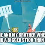 Ow, ow, ow, why are you hitting me? | ME AND MY BROTHER WHEN I FIND A BIGGER STICK THAN HIM | image tagged in gifs,funny | made w/ Imgflip video-to-gif maker