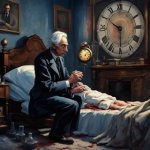 Bertrand Russell at the bedside of a dying child AI