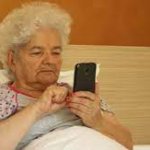 Old woman on phone