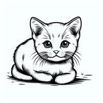 Cute kitten with a white background template