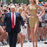 Trump, Taylor Swift, popularity in size order, tall