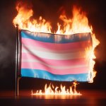 transgender flag on fire