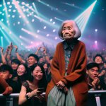 Sad granny at rave