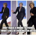Old lady walking | ONLY TAKES 4 HOURS TO FIGURE OUT WHAT LEVEL OF EVIDENCE AN ARTICLE IS | image tagged in old lady walking | made w/ Imgflip meme maker