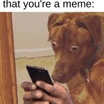 When you see that you're a meme: | When you see that you're a meme: | image tagged in dogs staring at phone in suprise | made w/ Imgflip meme maker