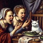 Women Yelling at Cat, Medieval Version