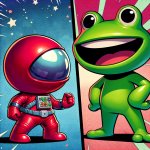 cartoon frog vs red among us