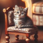 Cute kitten sitting on a chair