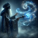wizard casting an ethereal spell template