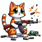 Cat firing an AK-47