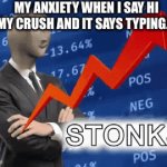 found a gif version lol | MY ANXIETY WHEN I SAY HI MY CRUSH AND IT SAYS TYPING…: | image tagged in gifs,stonks | made w/ Imgflip video-to-gif maker