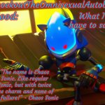 Knockout's Chaos Sonic Announcement Template meme