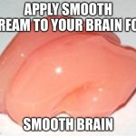 Smooth Brain | APPLY SMOOTH CREAM TO YOUR BRAIN FOR; SMOOTH BRAIN | image tagged in smooth brain | made w/ Imgflip meme maker