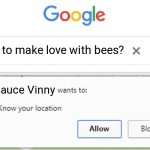 I don't hink it's no longer hip to... Well, you know the rest | How to make love with bees? Vinesauce Vinny | image tagged in wants to know your location | made w/ Imgflip meme maker