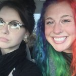 Goth girl and rainbow girl