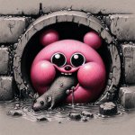Kirby consuming a rat in the sewerage drain